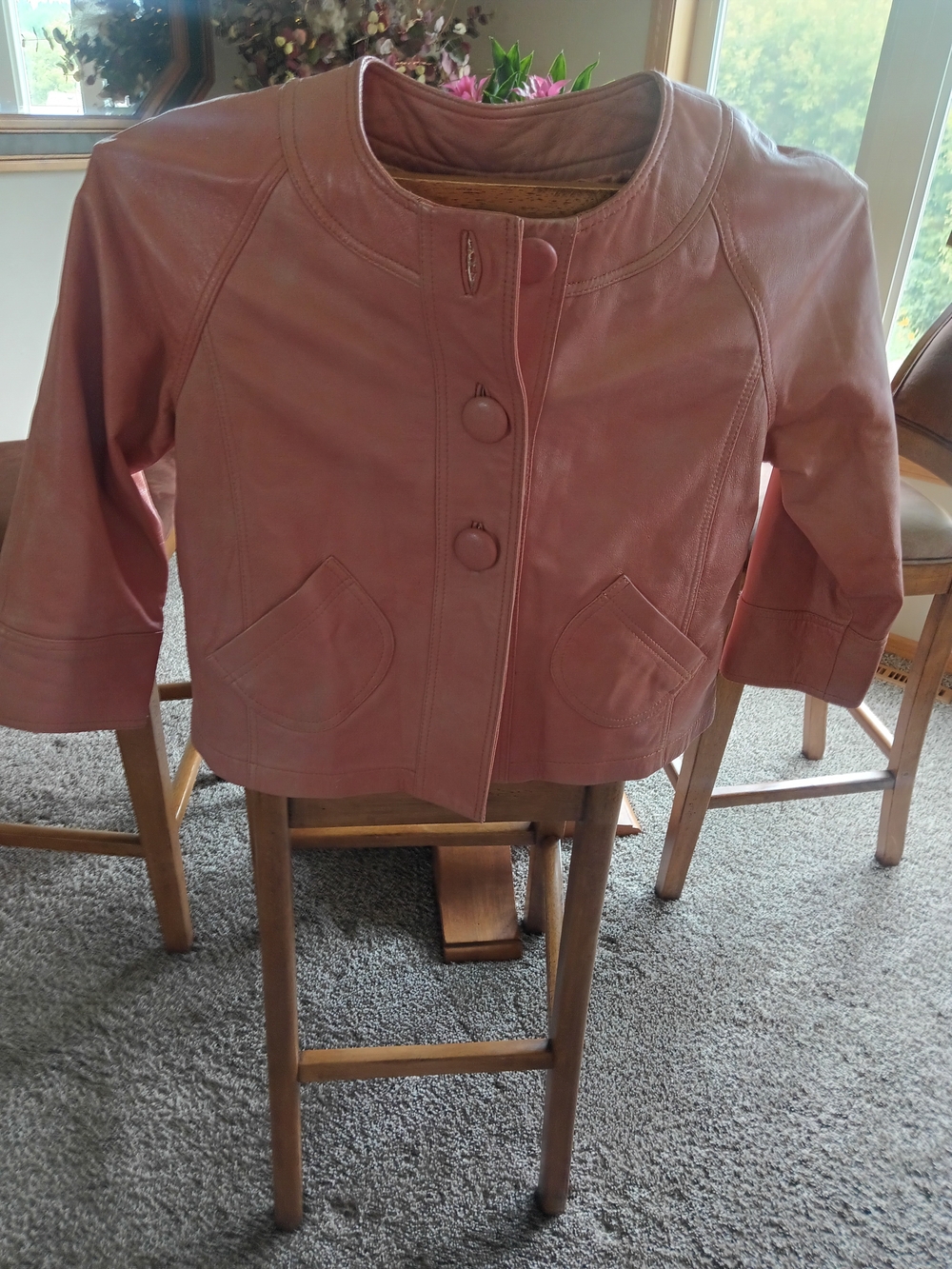 Chico's Cropped Leather Jacket - Dusty Rose